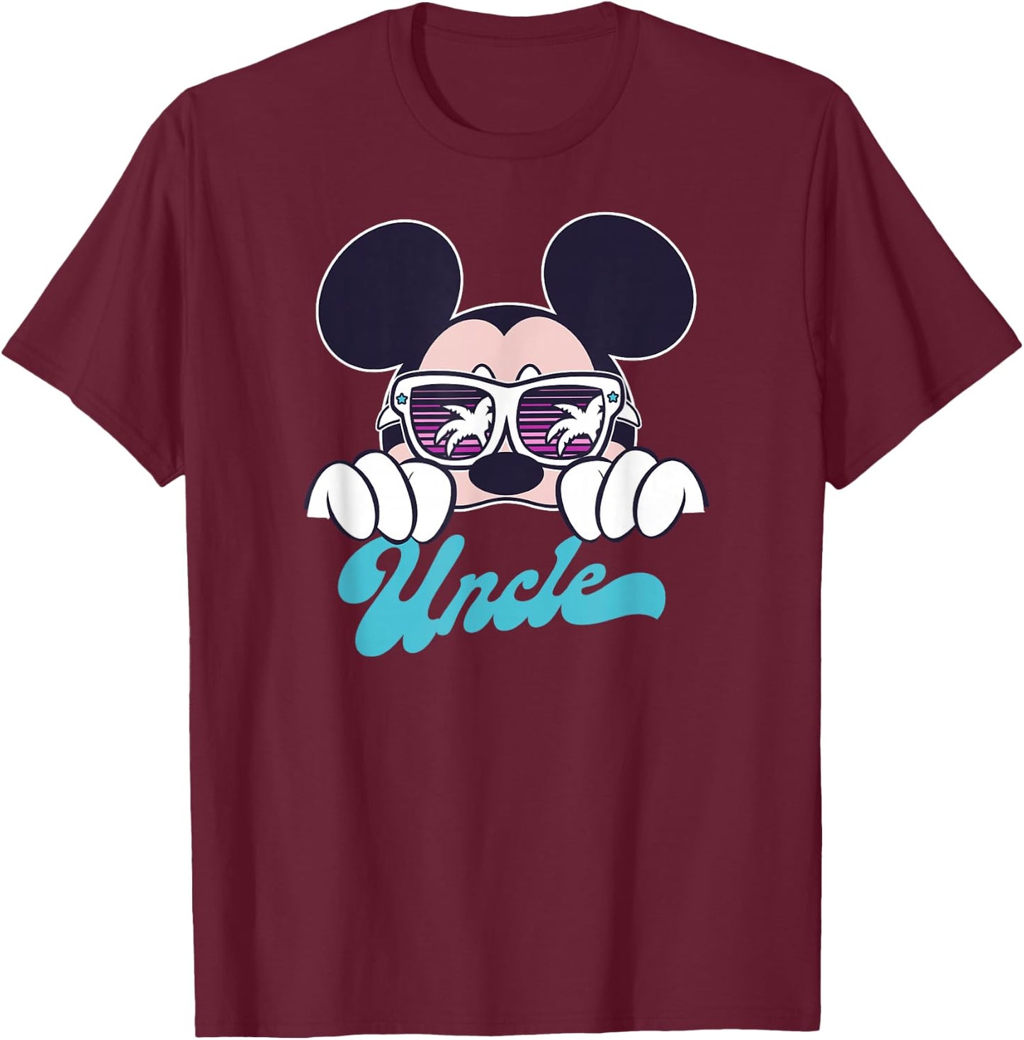 Disney Mickey and Friends Mickey Summer Vibes Uncle Logo T-Shirt - T-Shirt | Maroon