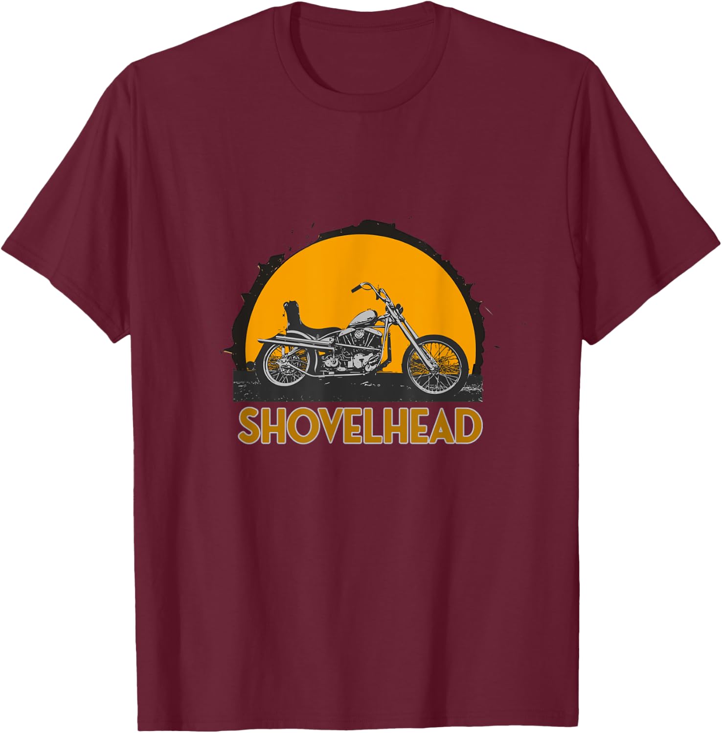 Old School HD Shovelhead Chopper Bobber Motorcycle Biker T-Shirt - T-Shirt | Maroon