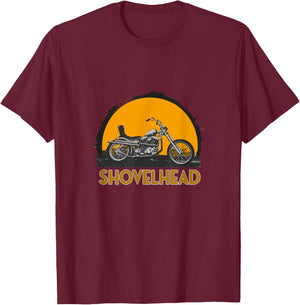 Old School HD Shovelhead Chopper Bobber Motorcycle Biker T-Shirt - T-Shirt | Maroon