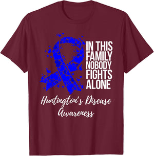 Family Support Huntington’s Disease Awareness T-Shirt - T-Shirt | Maroon