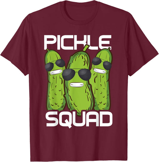 Funny Pickle Squad Novelty Gift Men Kids Big Dill Gang Lover T-Shirt - T-Shirt | Maroon