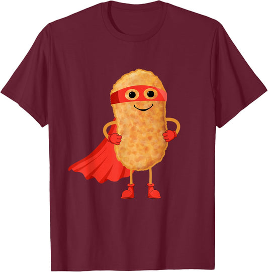 Super Hero Chicken Nuggets Funny Nugget Man Gift Kids T-Shirt - T-Shirt | Maroon