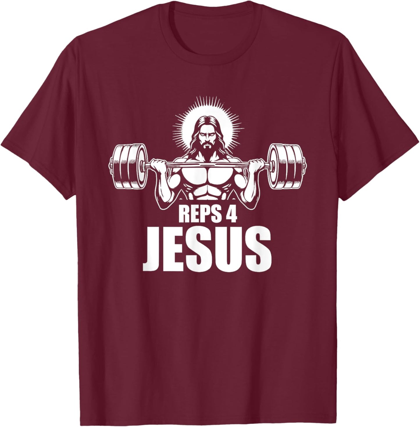 Reps 4 Jesus Gym Christian Weightlifting Workout T-Shirt - T-Shirt | Maroon