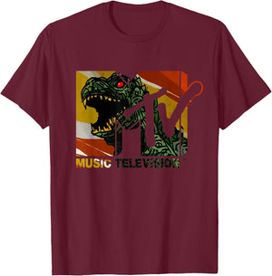 Mademark x MTV - MTV Logo Monster will Eat You Vintage Graphic Men & Women T-Shirt - T-Shirt | Maroon