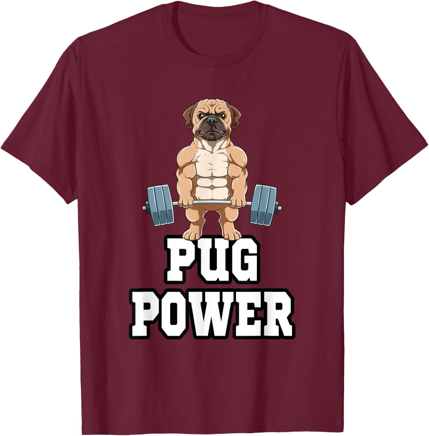 Pug Fitness Muscles Workout Weight T-Shirt - T-Shirt | Maroon