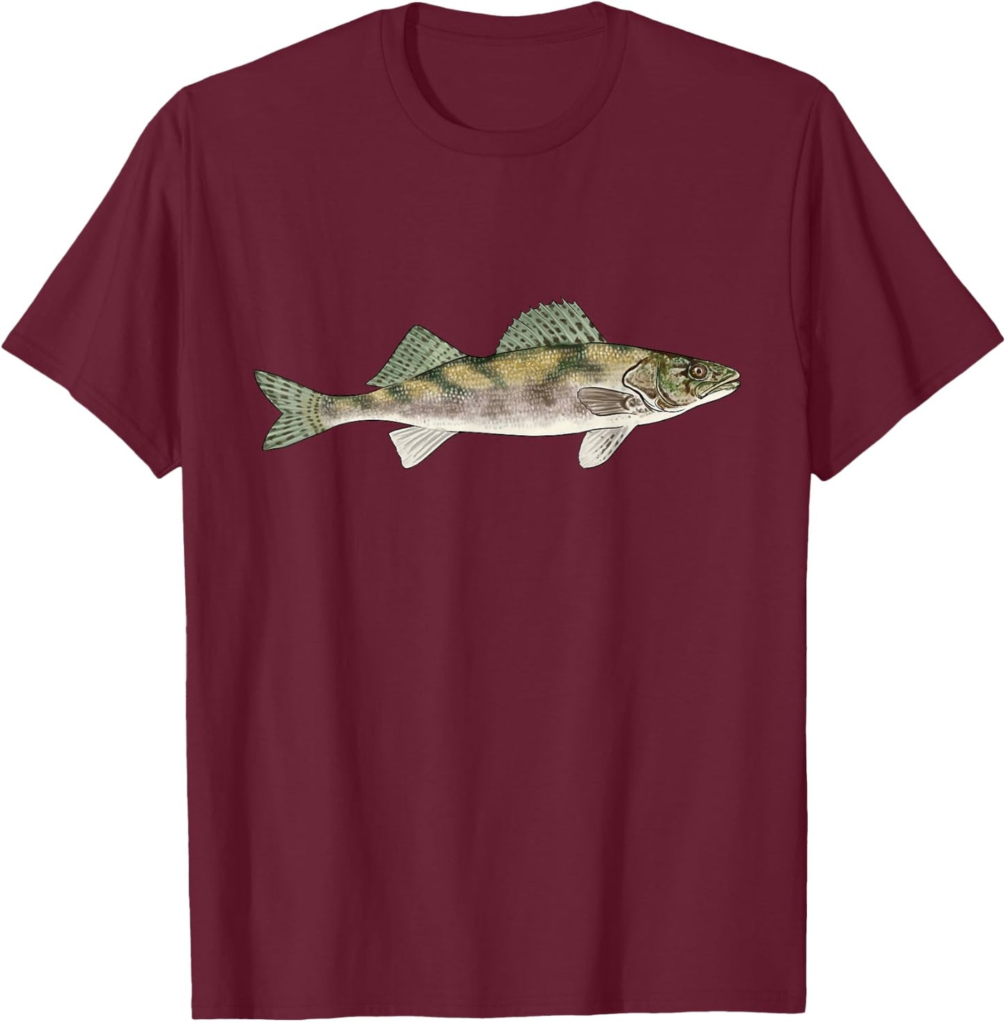 Sauger Fishing Graphic American Freshwater Fish Angler Gift T-Shirt - T-Shirt | Maroon