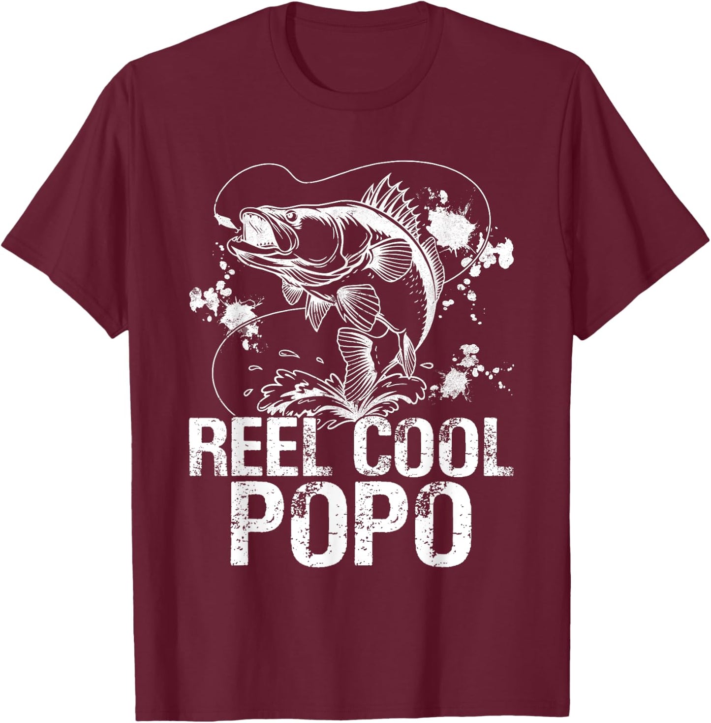 Reel Cool Popo Fishing Happy Father's Day Fisherman Men T-Shirt - T-Shirt | Maroon