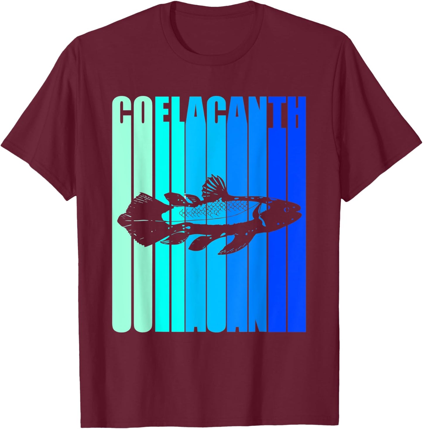 Colorful Text Coelacanth T-Shirt - T-Shirt | Maroon