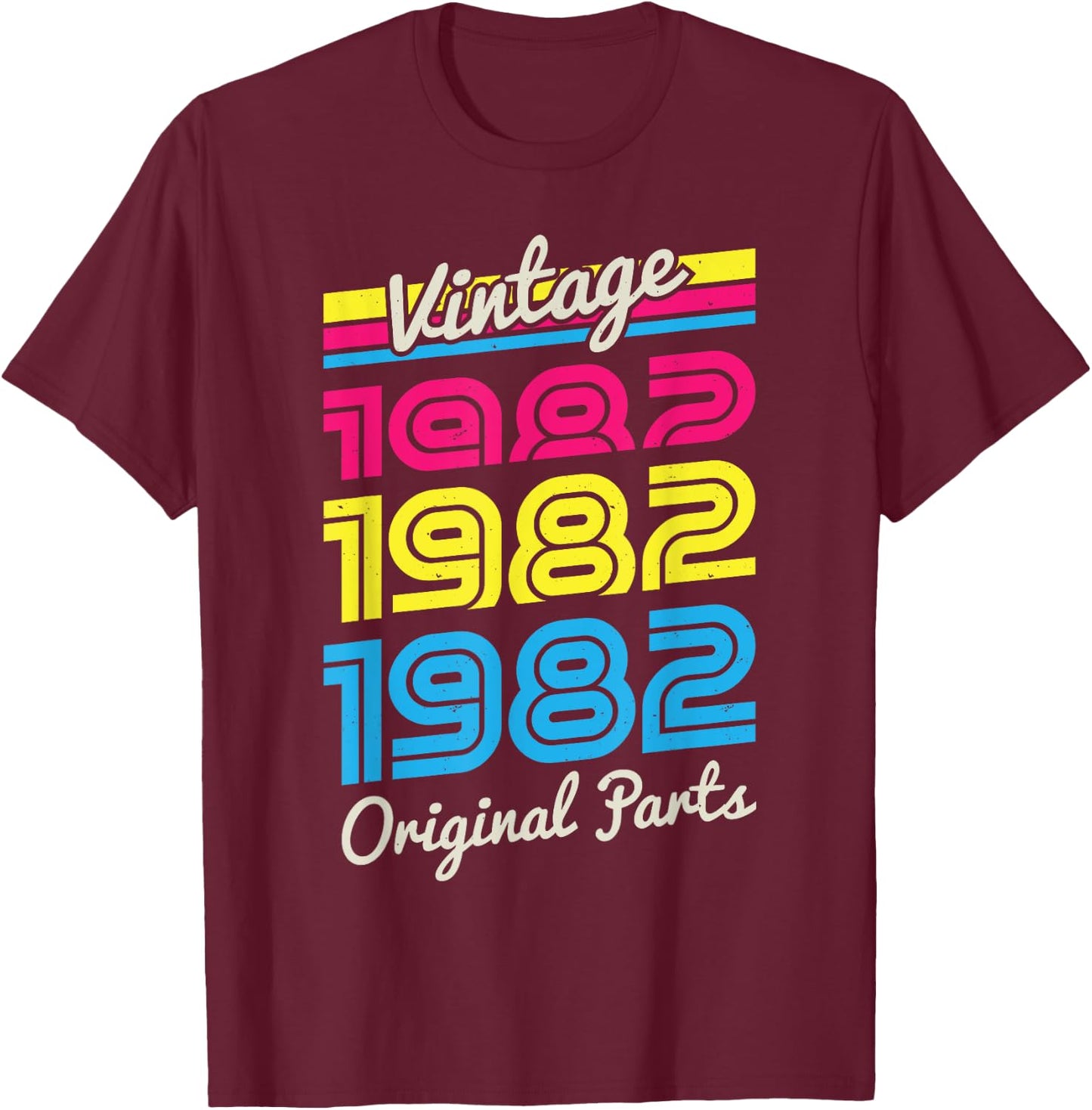 Vintage 1982 80s Women Retro Vintage Eighties Costume Party T-Shirt - T-Shirt | Maroon