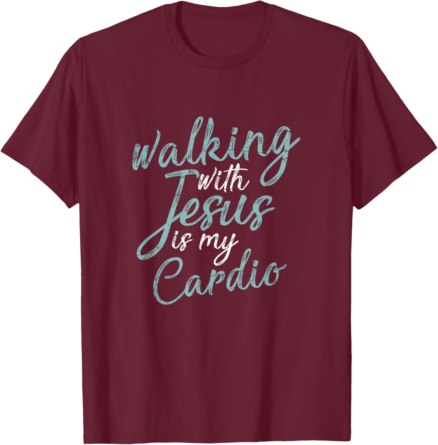 Funny Christian Workout Cardio Gift Jesus Christ Prayer T-Shirt - T-Shirt | Maroon
