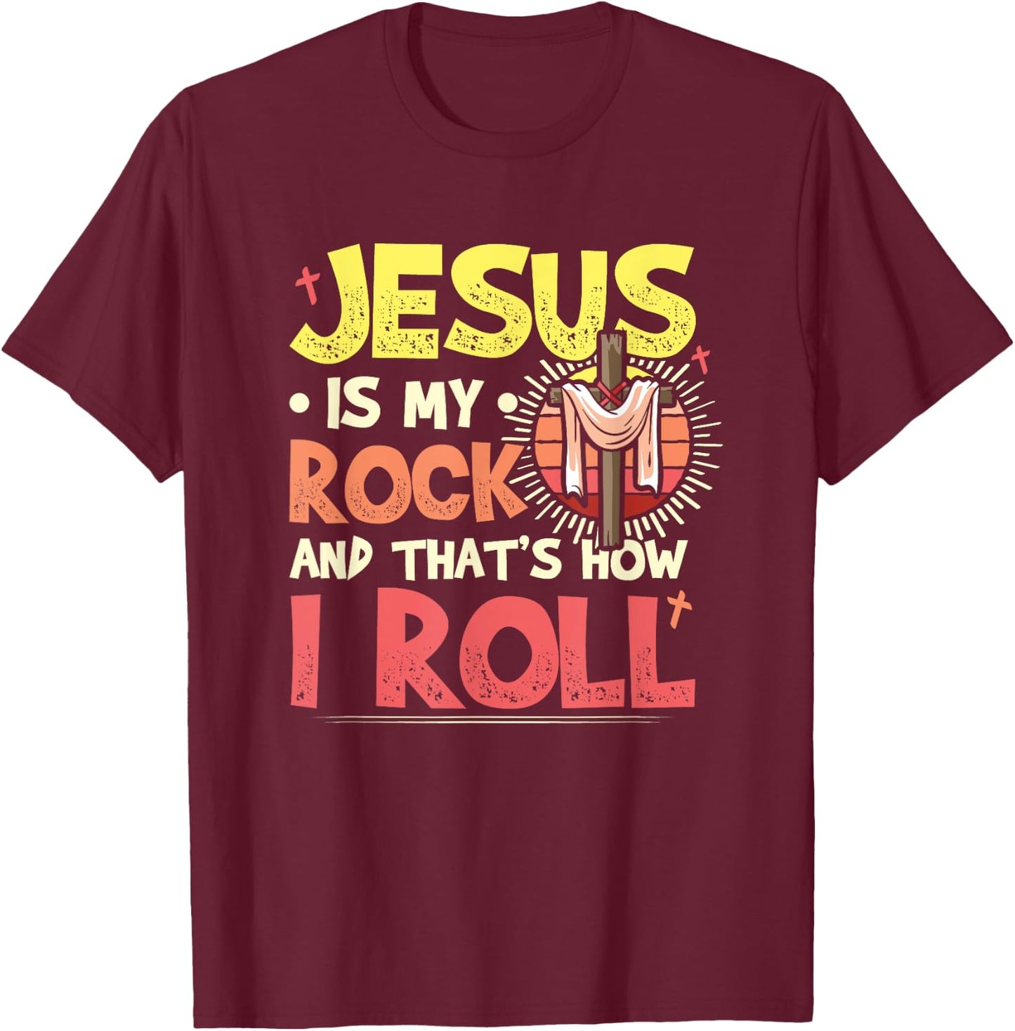 Jesus Is My Rock Bible Faith in God Religion Jesus T-Shirt - T-Shirt | Maroon