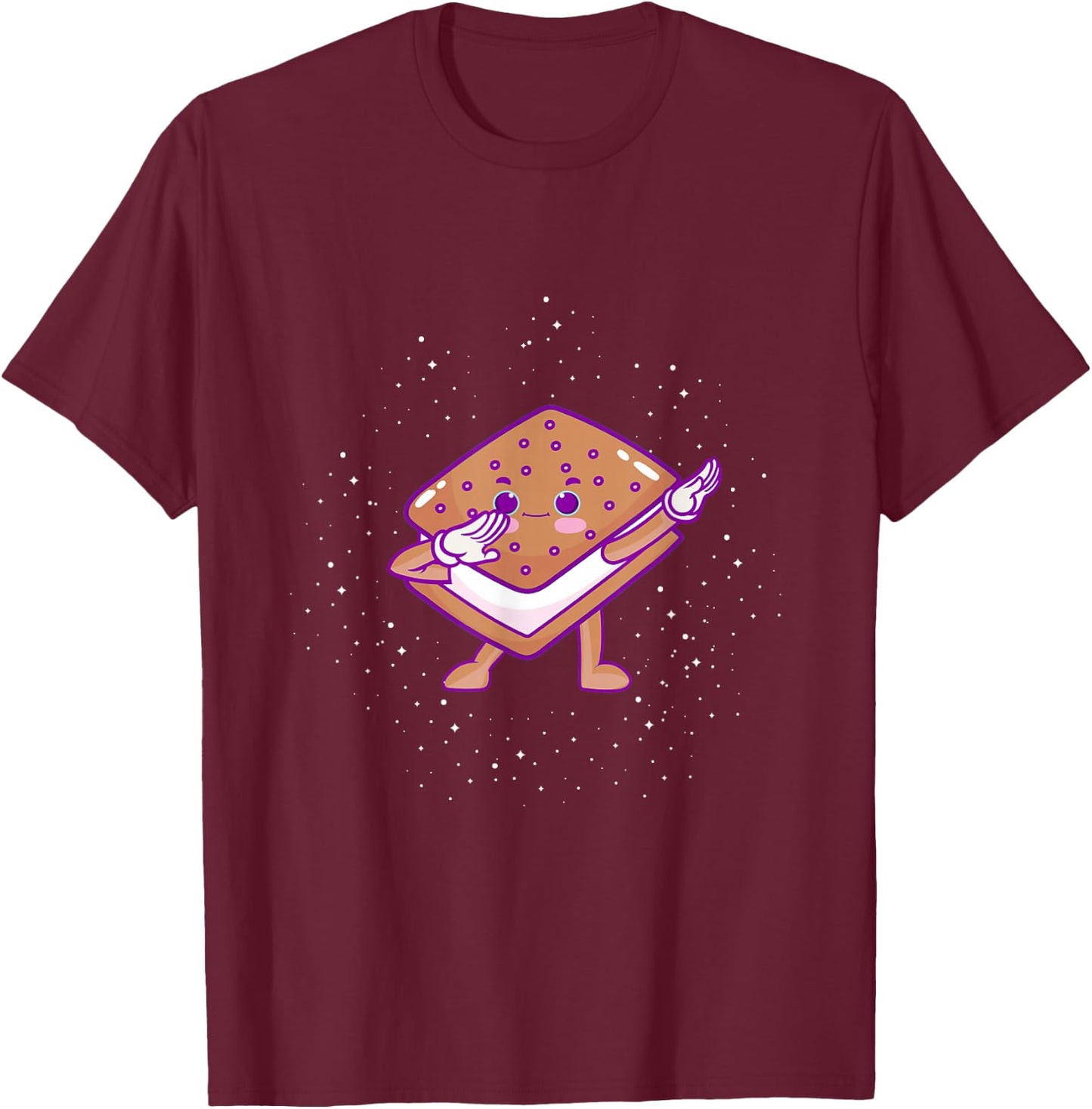 Dabbing Ice Cream Sandwich Shirt Cute Ice Cream Dabbing T-Shirt - T-Shirt | Maroon