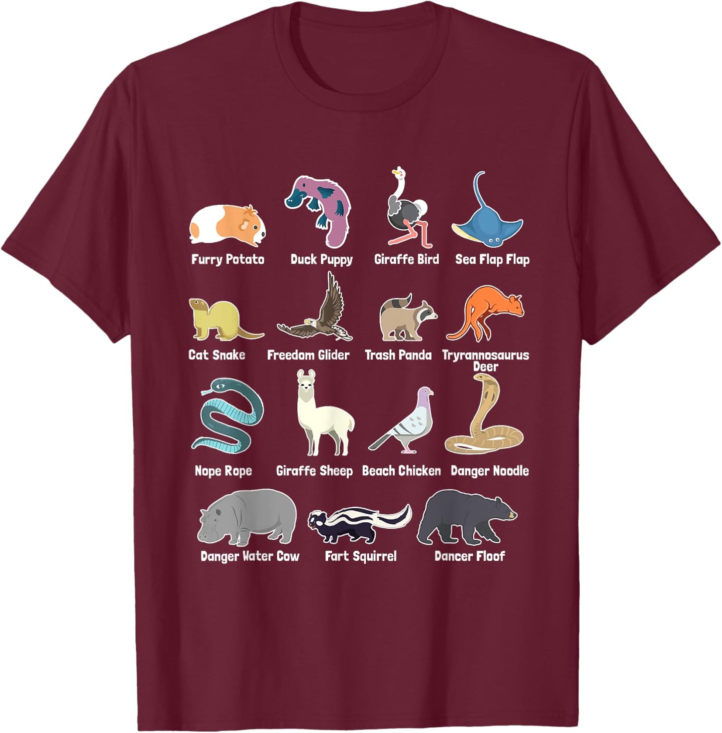 Animals Of The World - Rare Exotic Animals Funny Memes Gift T-Shirt - T-Shirt | Maroon