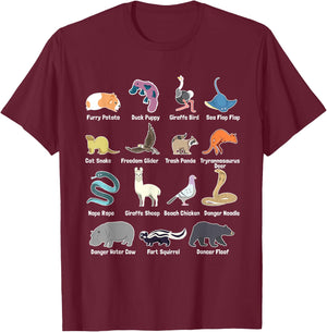 Animals Of The World - Rare Exotic Animals Funny Memes Gift T-Shirt - T-Shirt | Maroon