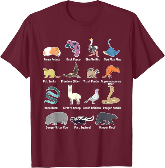 Animals Of The World - Rare Exotic Animals Funny Memes Gift T-Shirt - T-Shirt | Maroon