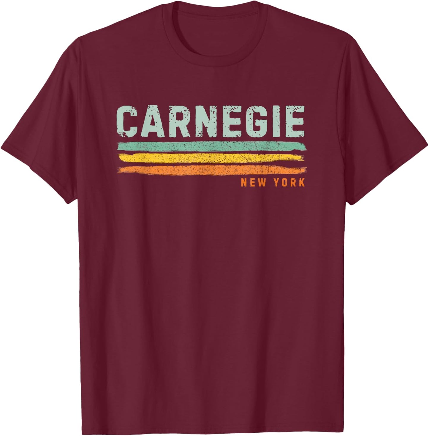 Vintage Stripes Carnegie NY T-Shirt - T-Shirt | Maroon