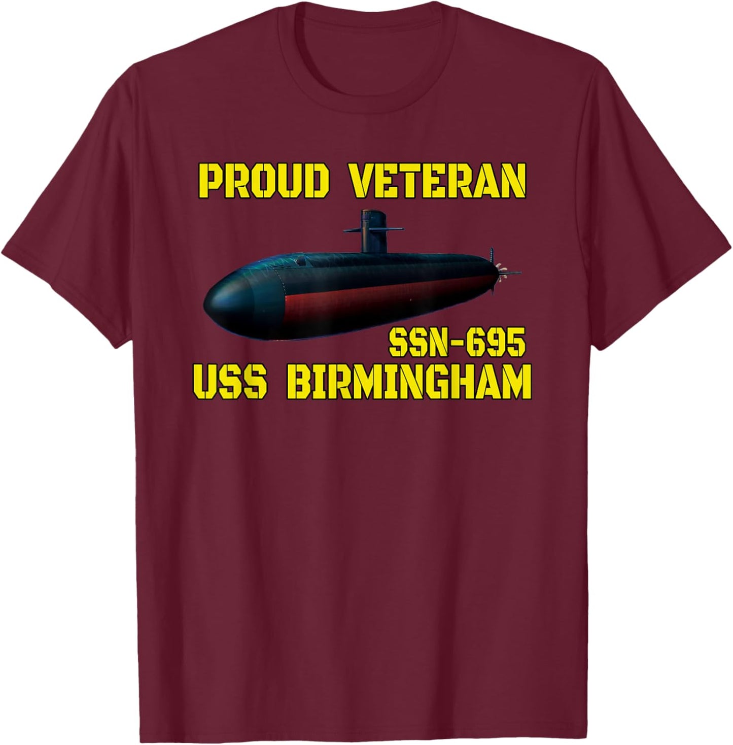 USS Birmingham SSN-695 Submarine Veterans Day Father Grandpa T-Shirt - T-Shirt | Maroon