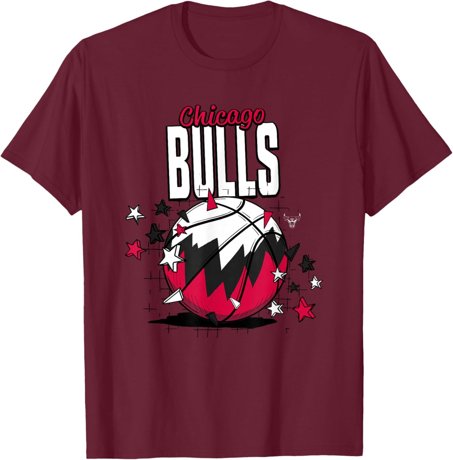 NBA Chicago Bulls Basketball Doodle Stars T-Shirt - T-Shirt | Maroon