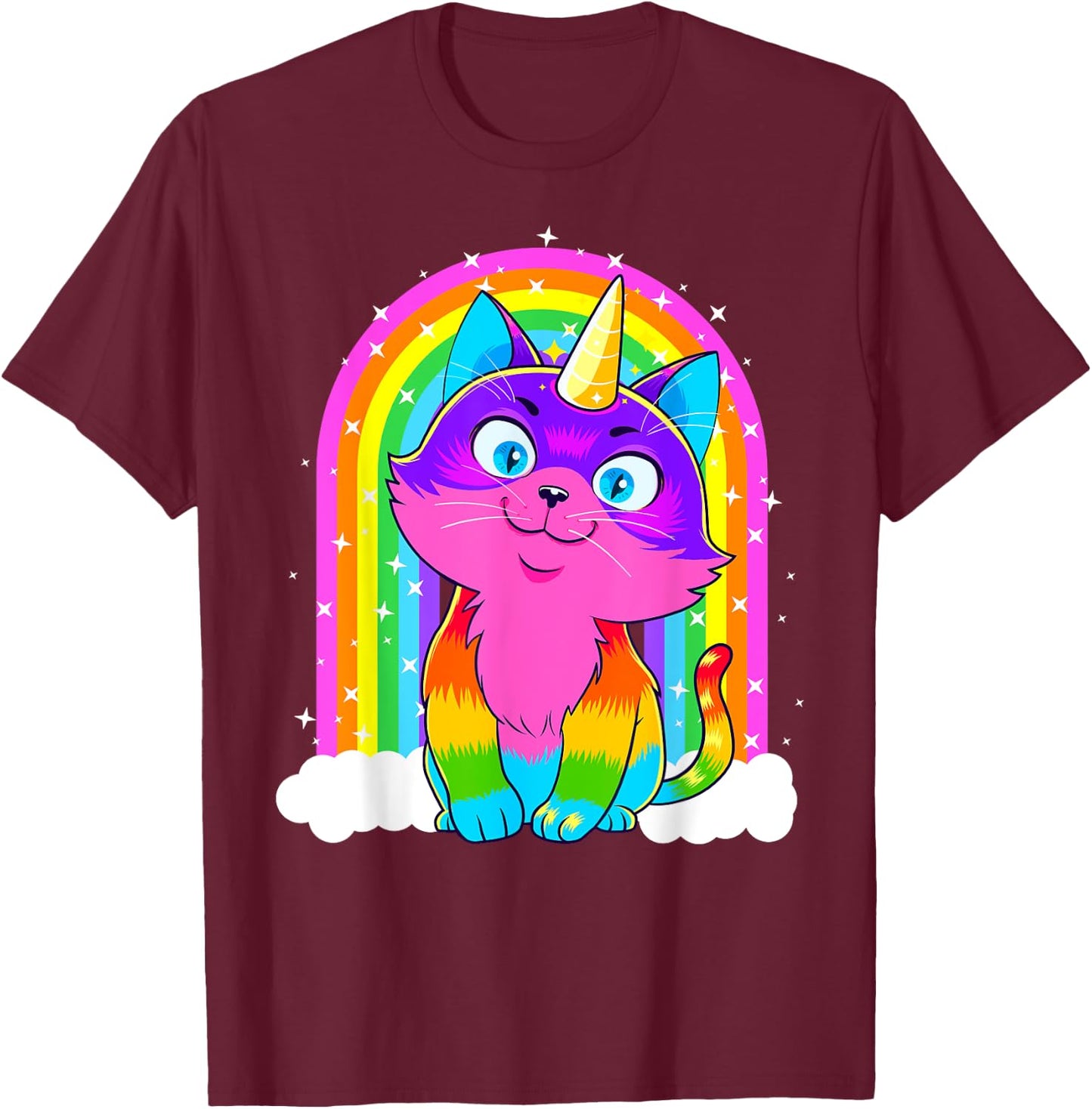 Caticorn Unicorn Cat Rainbow Kittycorn Kitty Gift Girl Women T-Shirt - T-Shirt | Maroon