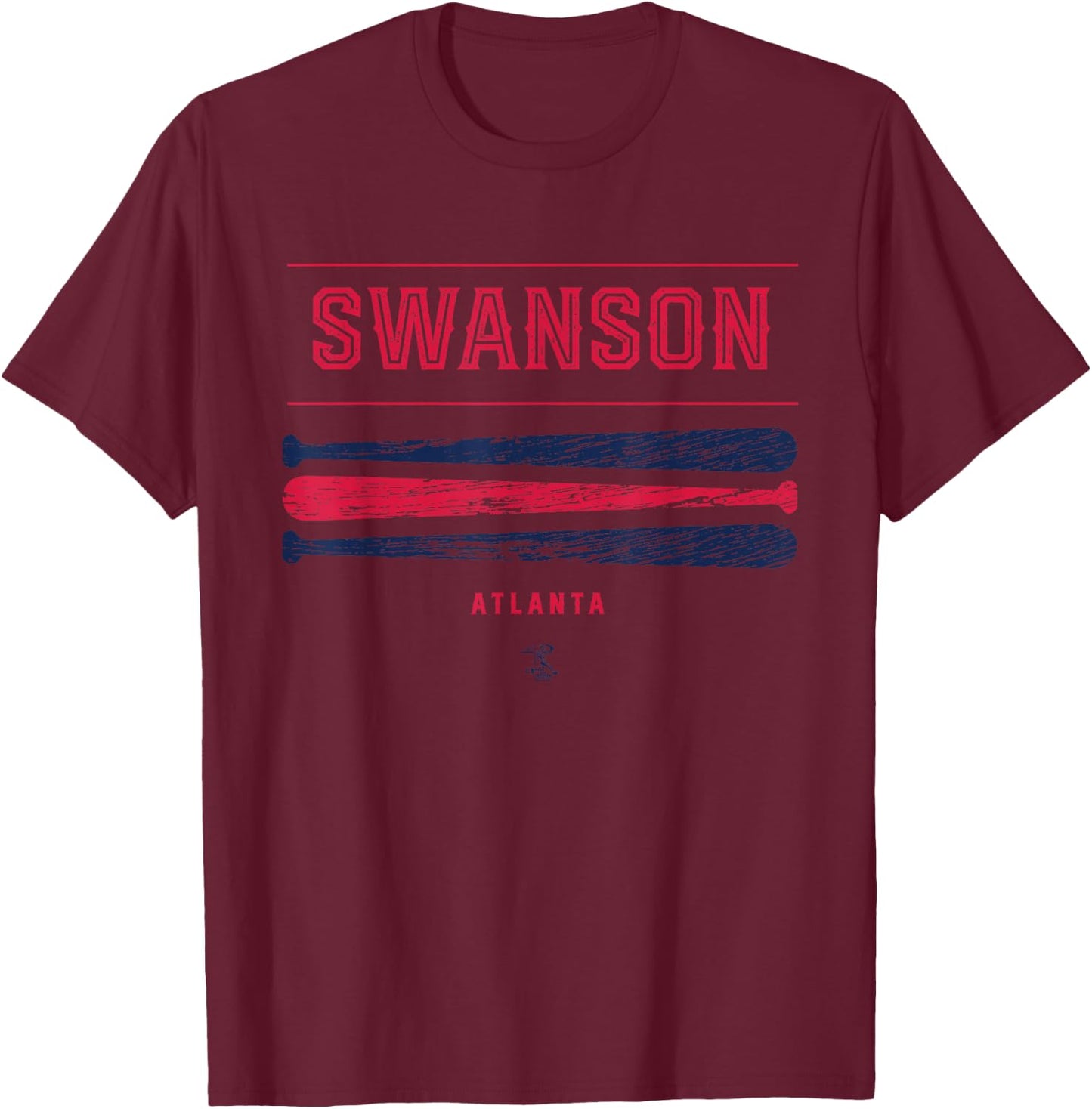Dansby Swanson Vintage Baseball Bat Gameday T-Shirt - T-Shirt | Maroon