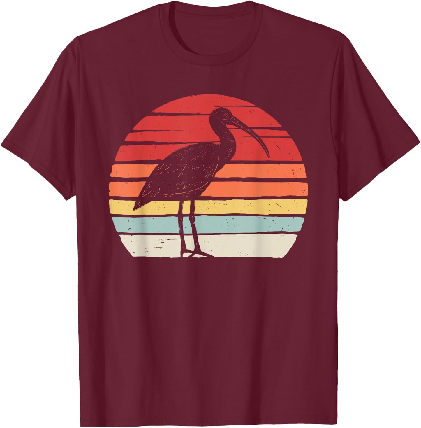 Catch Some Rays Vintage Retro Ibis Bird Graphic - Women's Adults Black Small Classic Fit Short Sleeve T-Shirt - T-Shirt | Maroon