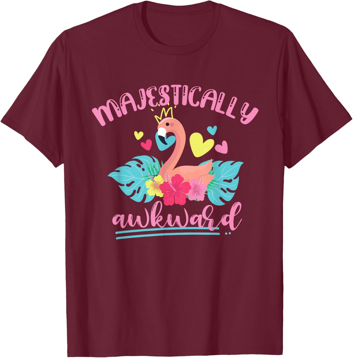 Majestically Awkward Flamingo T-Shirt - T-Shirt | Maroon