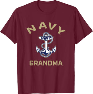 US Naval Academy Navy Midshipmen Arched Grandma T-Shirt - T-Shirt | Maroon