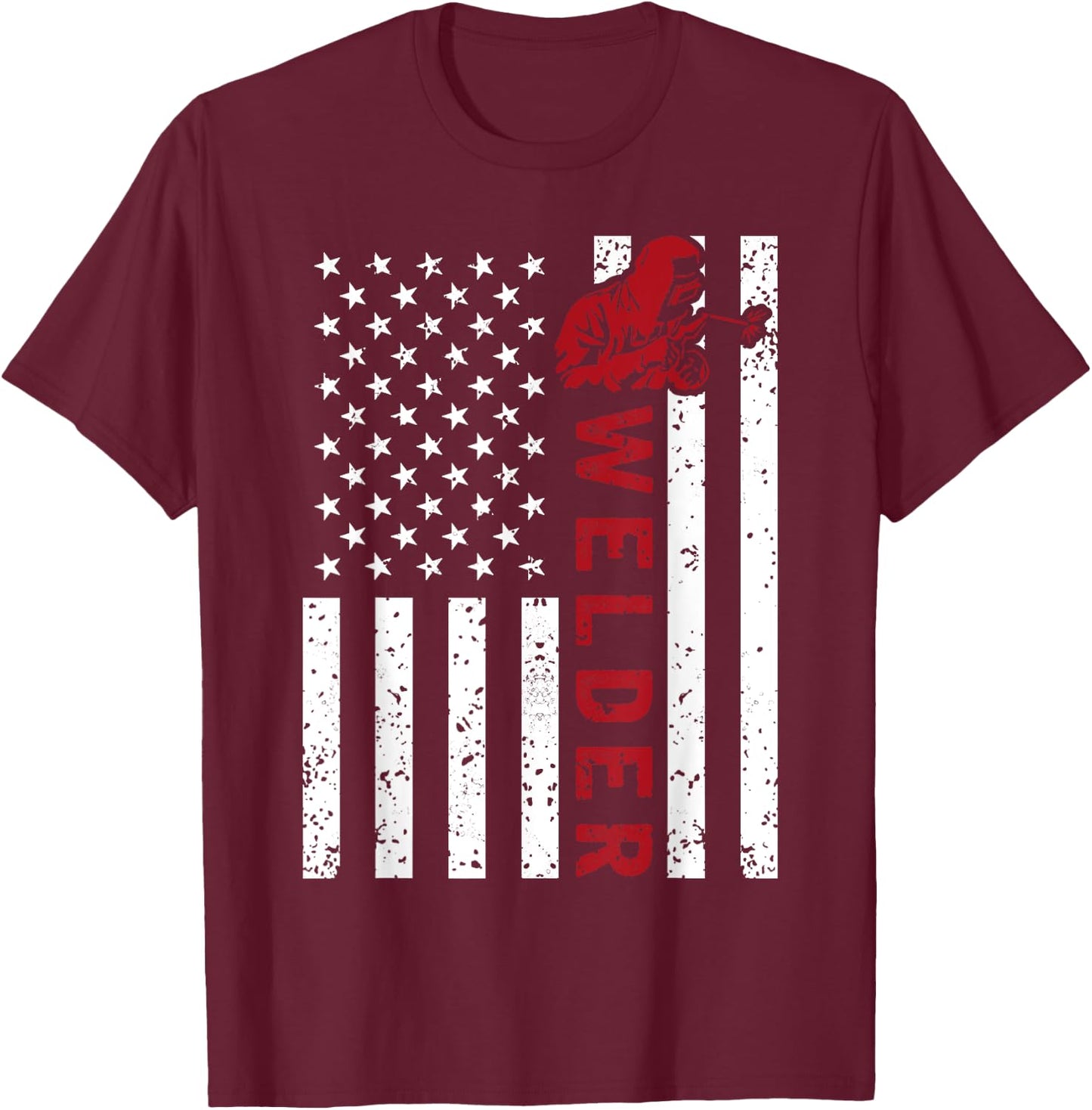 American Flag Welder Welding Vintage Metal Worker Cool Gifts Women Girls Kids Men T-Shirt - T-Shirt | Maroon
