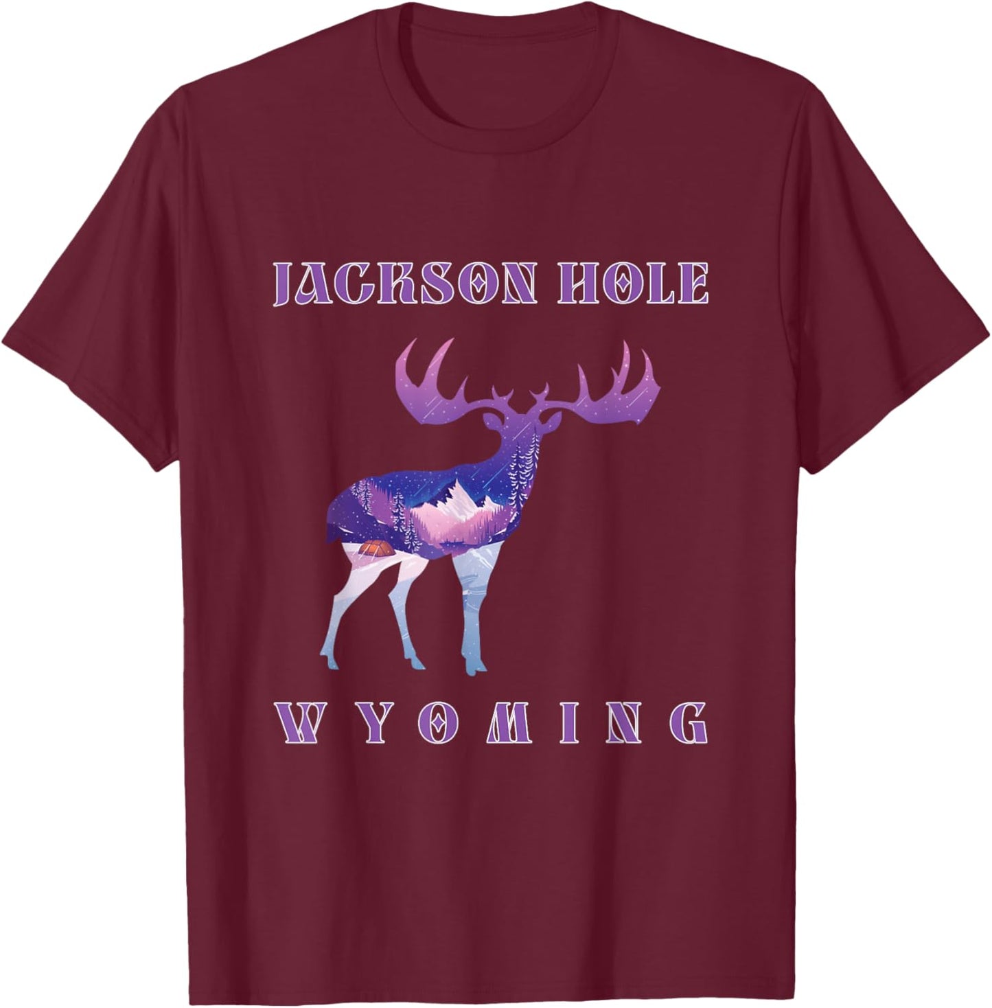 Mountain Landscape Inside A Moose Jackson Hole Wyoming T-Shirt - T-Shirt | Maroon