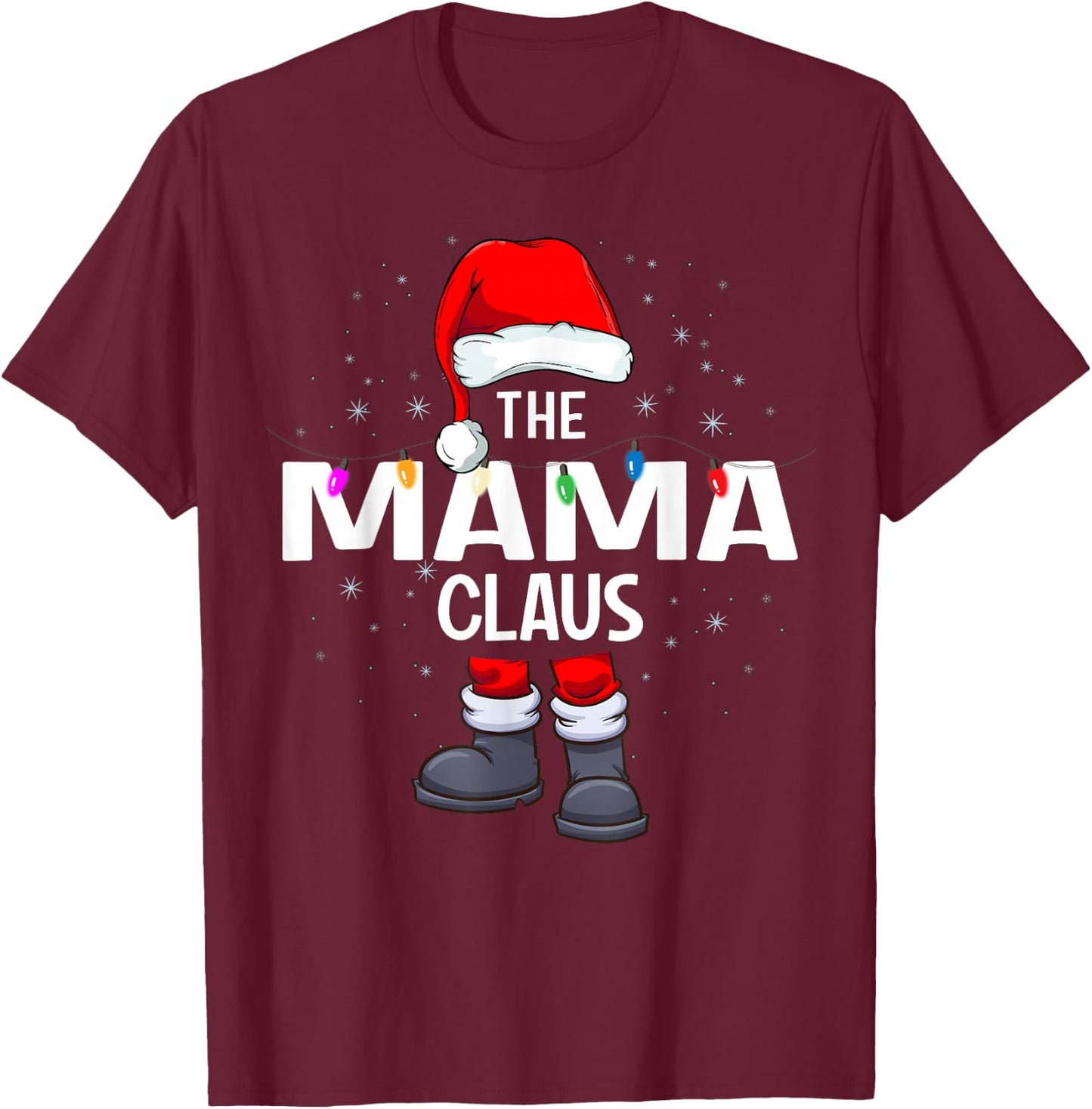 The Mama Claus Matching Christmas Pajama T-Shirt - T-Shirt | Maroon