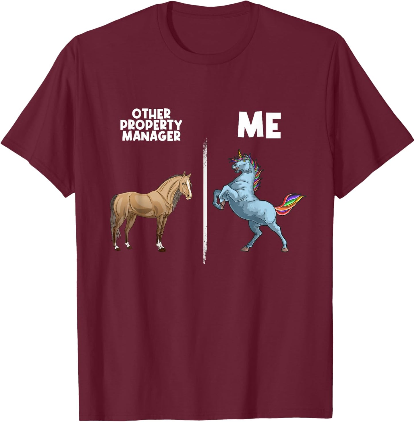 Funny Property Manager Gift Unicorn Real Estate Management T-Shirt - T-Shirt | Maroon