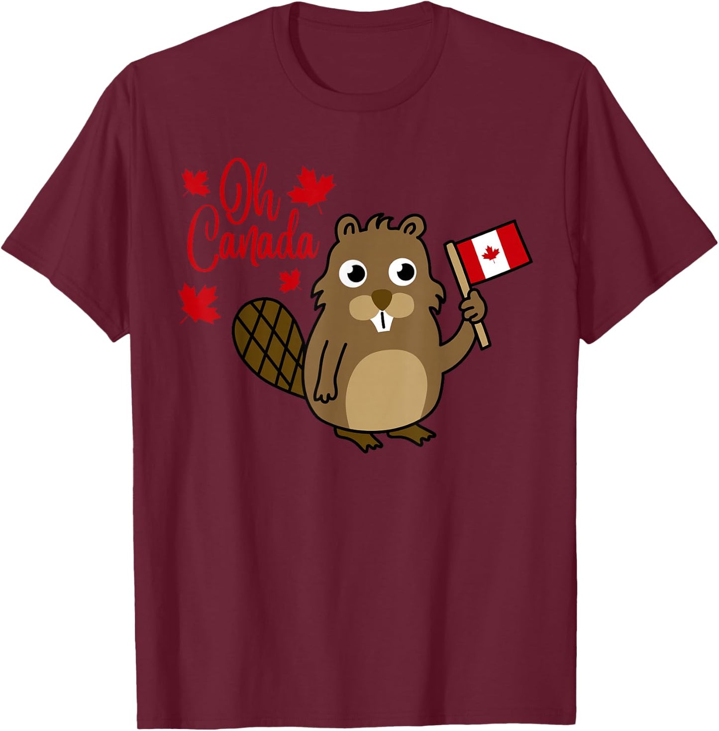 Happy Canada Day Shirt Funny Canadian Groundhog Flag T-Shirt - T-Shirt | Maroon