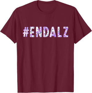 End ALZ Alzheimer's Awareness Purple Butterfly Flower Floral T-Shirt - T-Shirt | Maroon