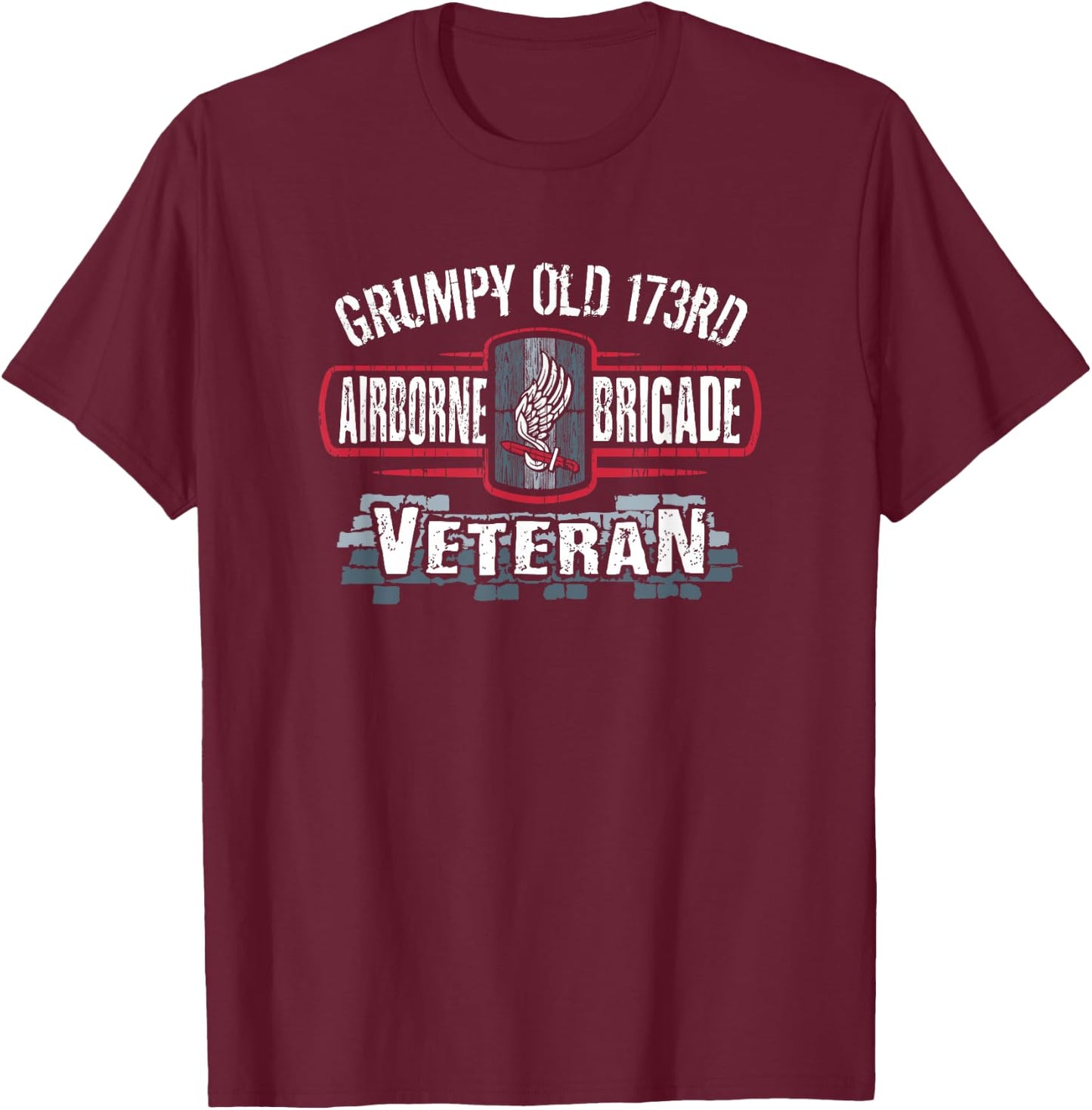 173rd Airborne Brigade Combat Team Grumpy Old Veteran T-Shirt - T-Shirt | Maroon