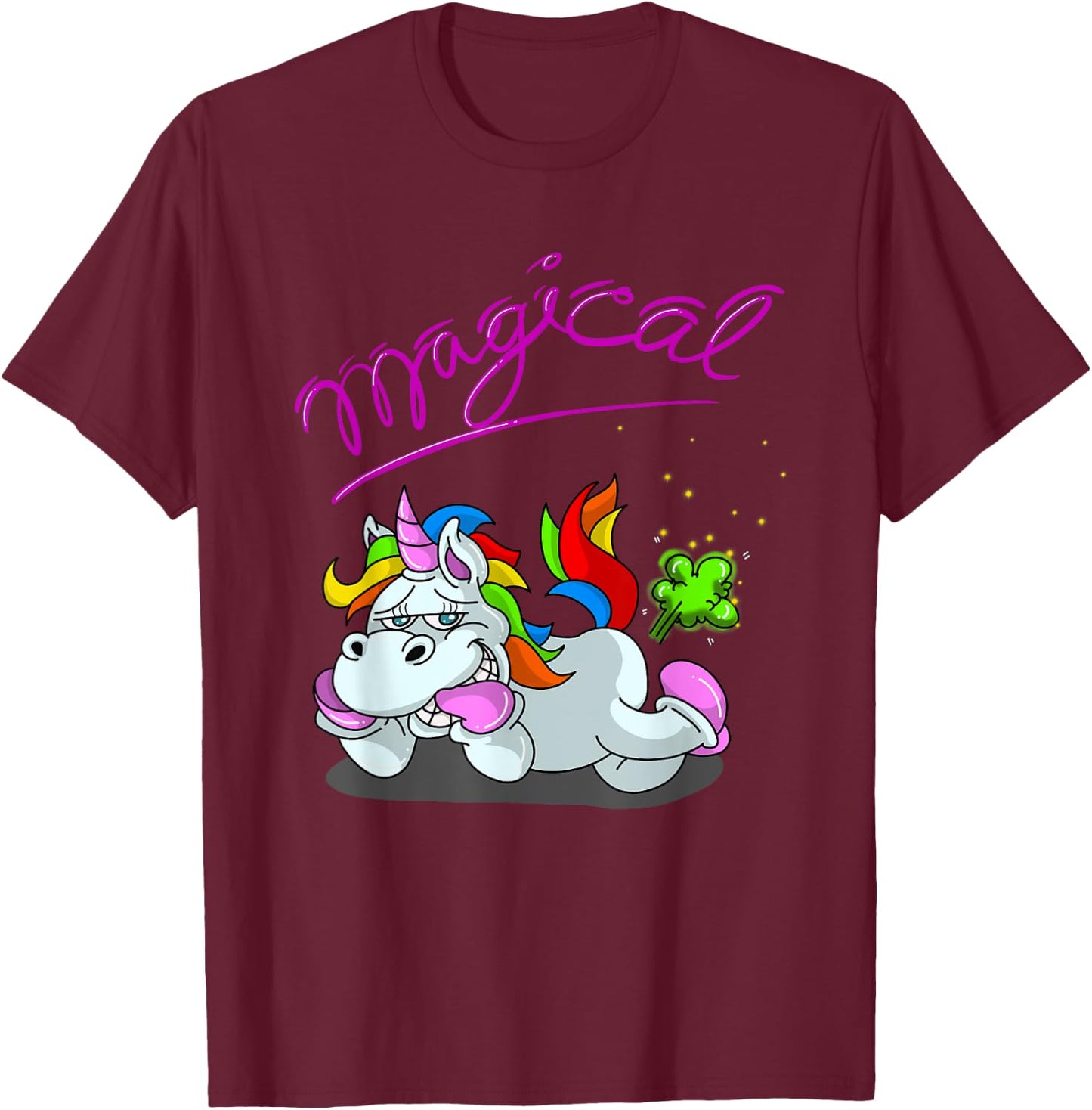 Unicorn Magical Fart | Cool Farting Horses Funny Joke Gift T-Shirt - T-Shirt | Maroon