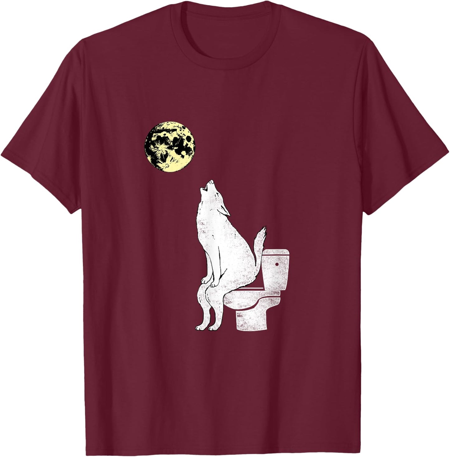 Wolf on The Toilet Gift T-Shirt - T-Shirt | Maroon