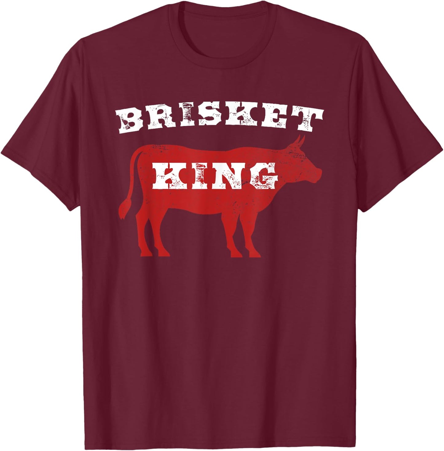 Brisket King Distressed Grilling T-Shirt - T-Shirt | Maroon
