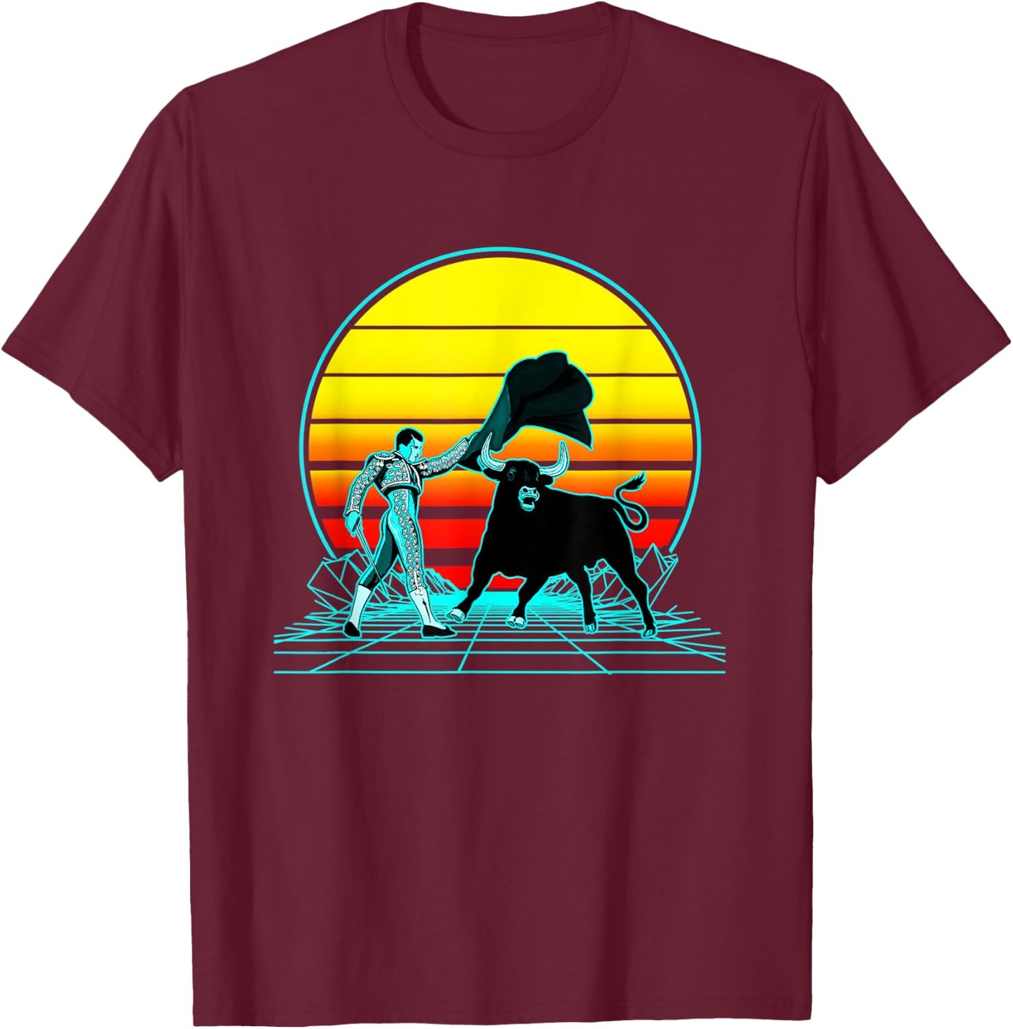 Retro Vintage Sunset Matador T-Shirt - T-Shirt | Maroon