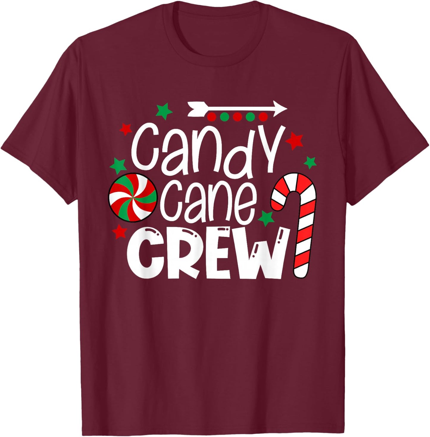 Candy Cane Crew Christmas Xmas Love Candy Boys Girls Kids T-Shirt - T-Shirt | Maroon