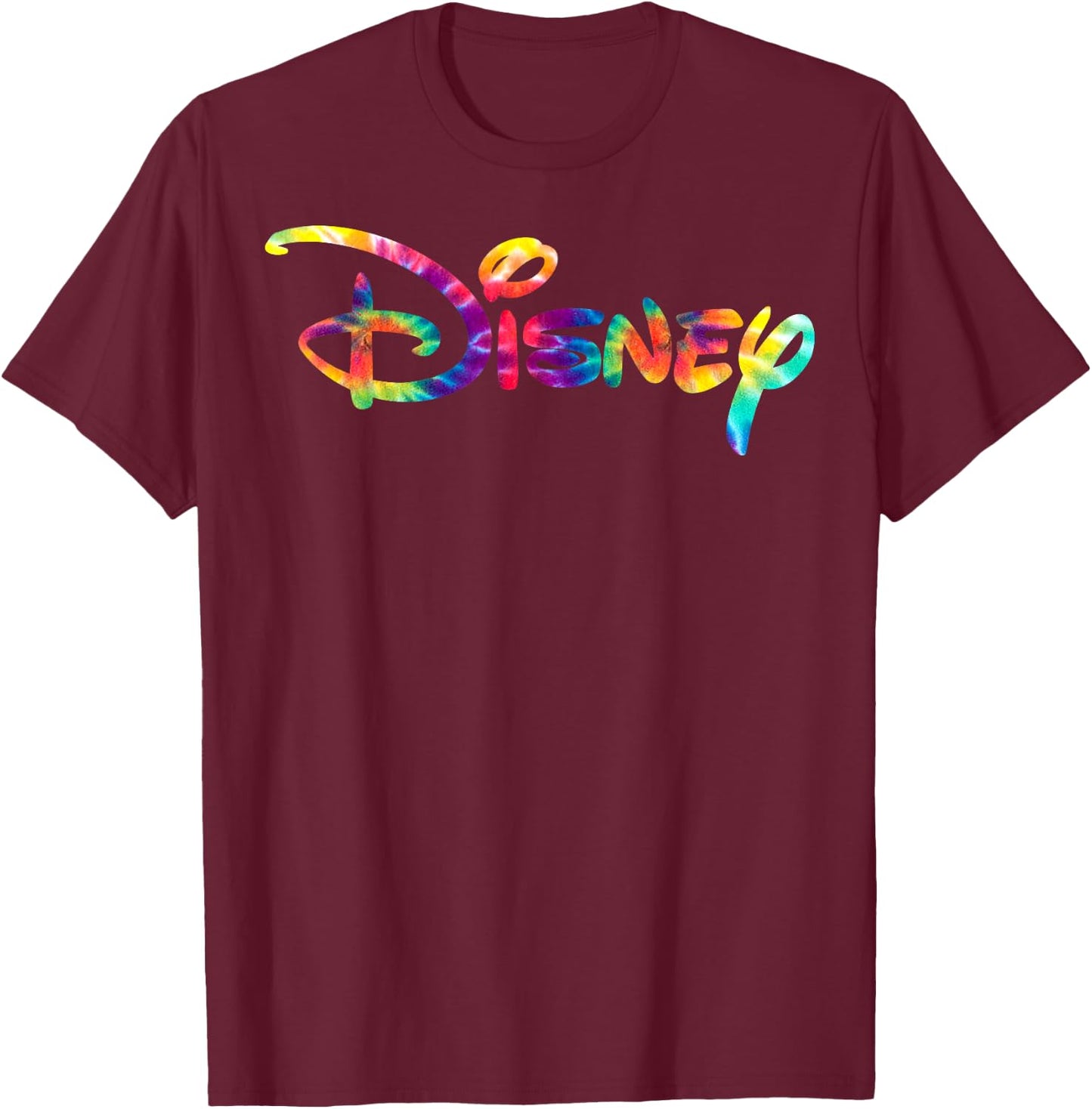 Disney Rainbow Tie-Dye Chest Logo T-Shirt - T-Shirt | Maroon