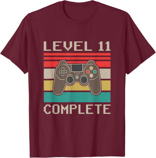 Level 11 Complete 11th Wedding Anniversary For Couples T-Shirt - T-Shirt | Maroon