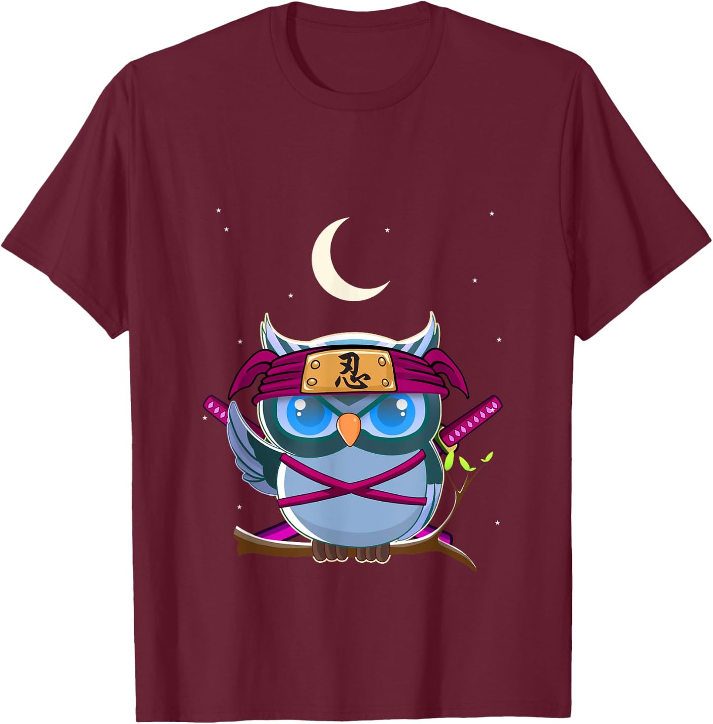 Ninja Owl Cute Japanese Anime Easy Halloween Costume T-Shirt - T-Shirt | Maroon