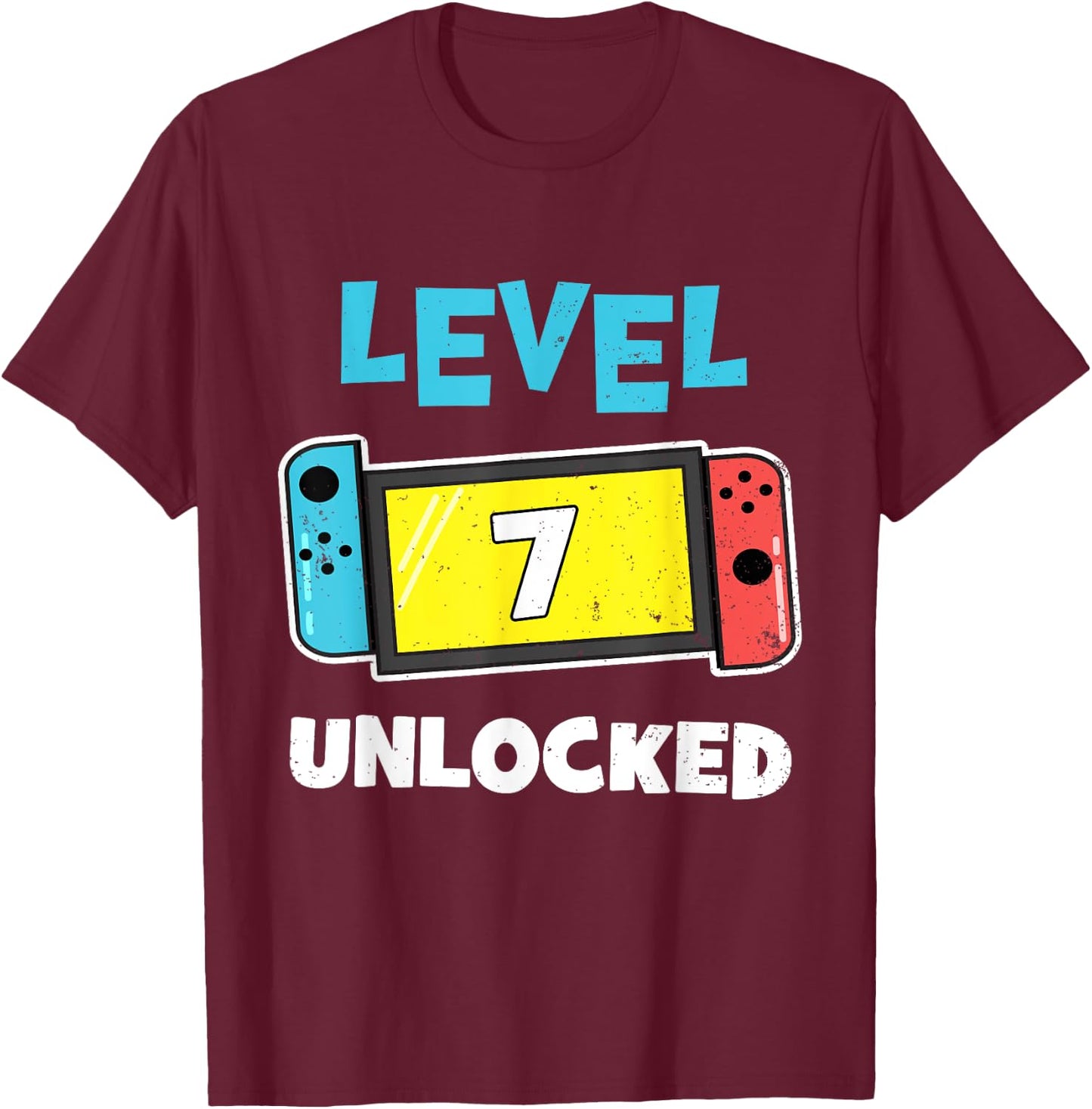 Level 7 unlocked Gamer 7th Birthday Gift Video Game lovers T-Shirt - T-Shirt | Maroon
