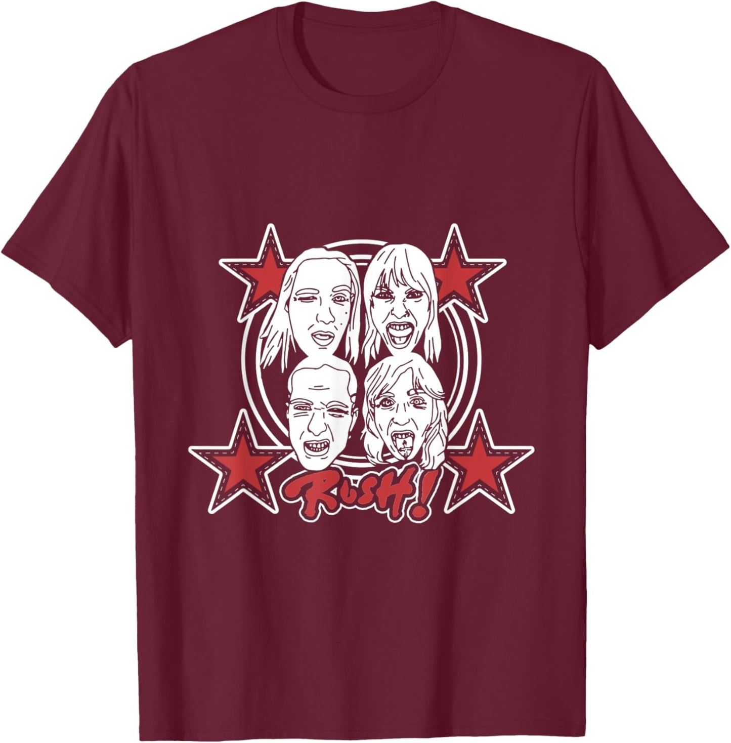 Måneskin Rush! Faces & Red Starz T-Shirt - T-Shirt | Maroon