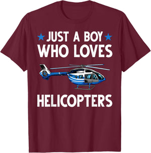 Funny Helicopter Gift Boys Toddler Kids Men Pilot Aviator T-Shirt - T-Shirt | Maroon