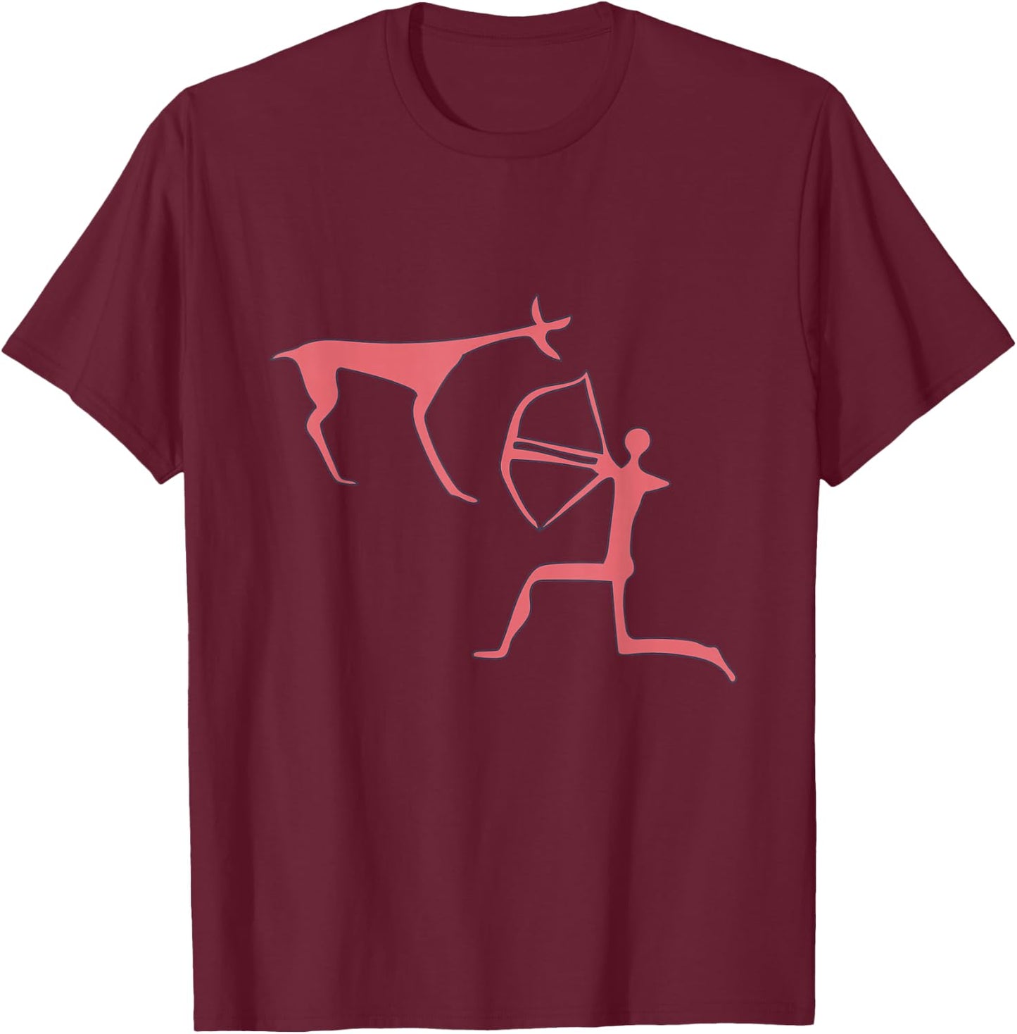 Cave Paintings - Deer Hunting - Primitive Caveman T-Shirt - T-Shirt | Maroon