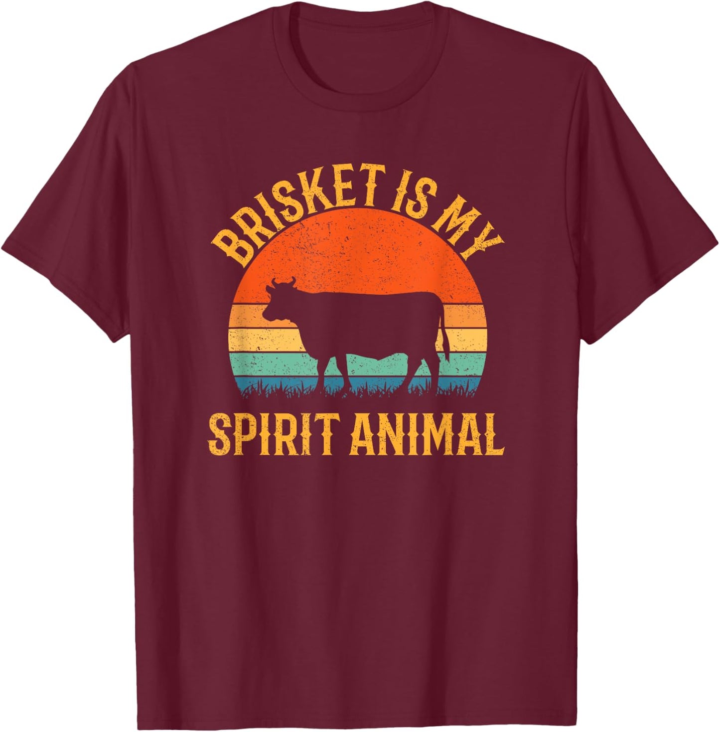 Brisket is My spirit Animal, funny Meat barbecue T-Shirt - T-Shirt | Maroon