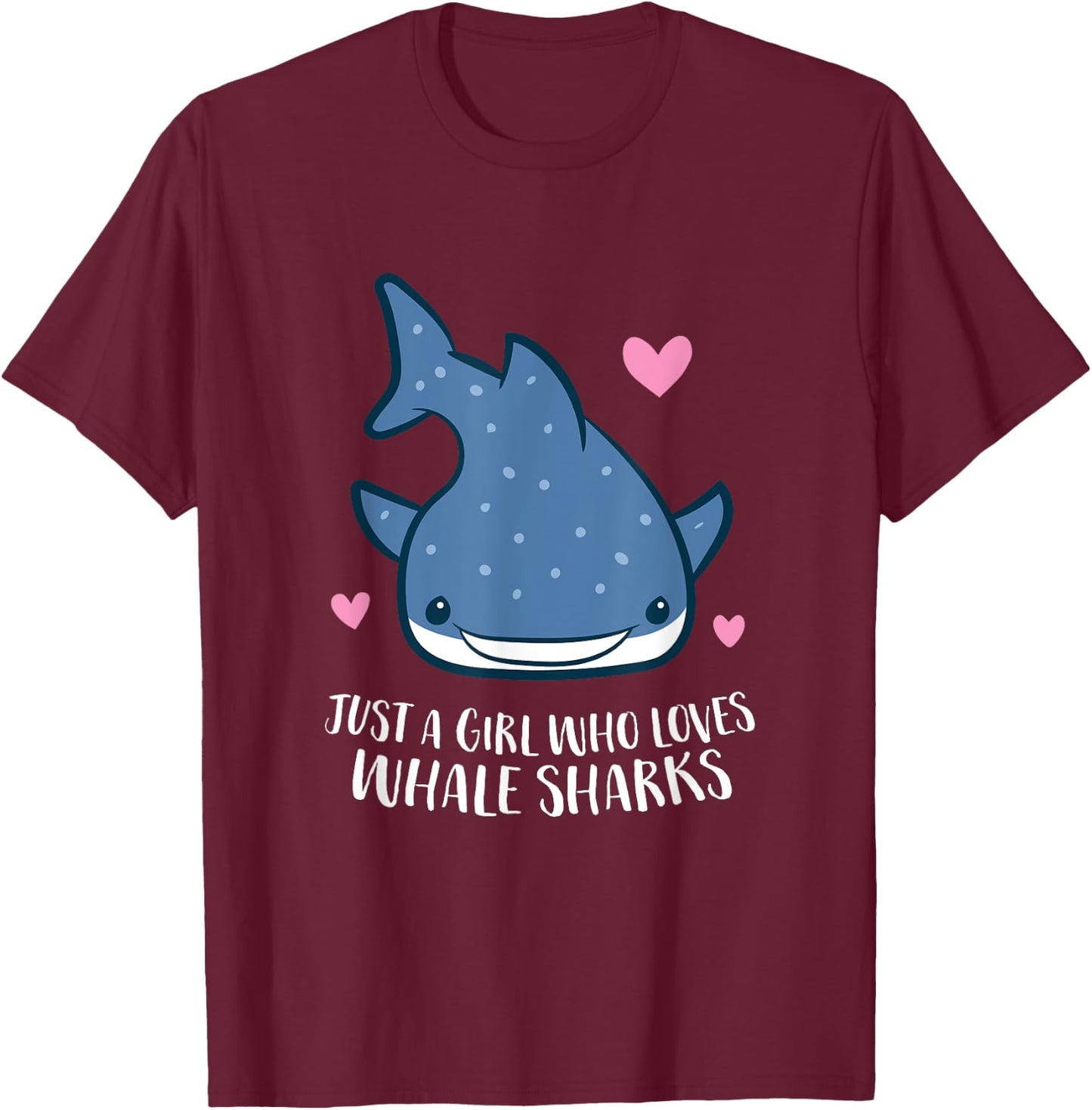 Just a Girl Who Loves Whale Sharks Cute Whale Shark T-Shirt - T-Shirt | Maroon