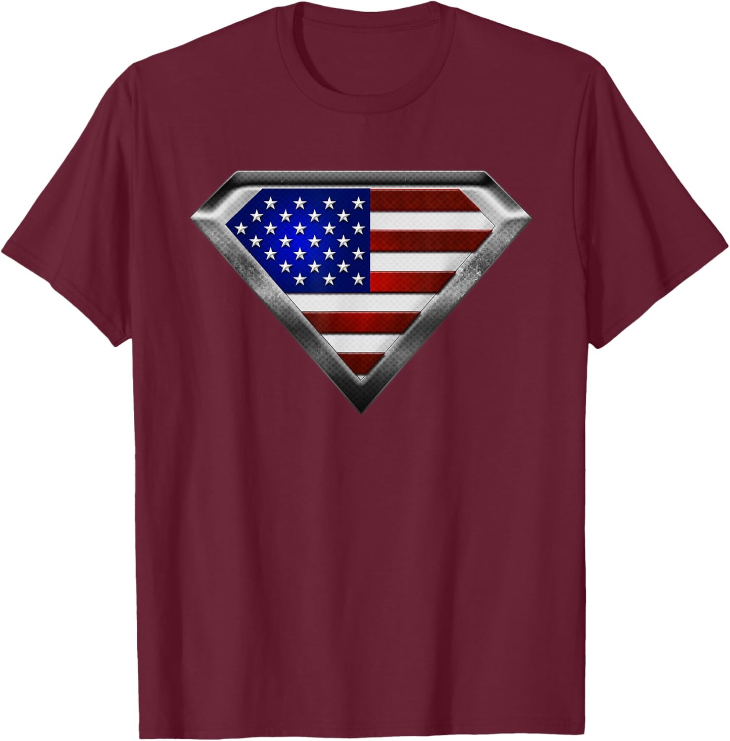 Super USA Flag Superhero Patriotic American Flag T-Shirt - T-Shirt | Maroon