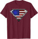 Super USA Flag Superhero Patriotic American Flag T-Shirt - T-Shirt | Maroon